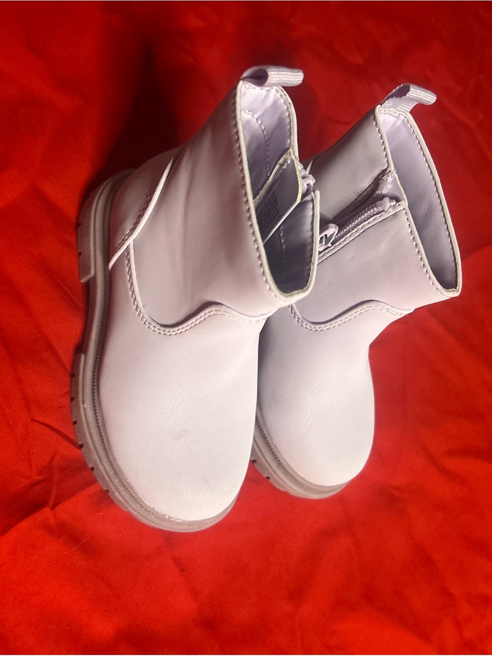 Cat & Jack White Kids Ankle Boots with Side Zip